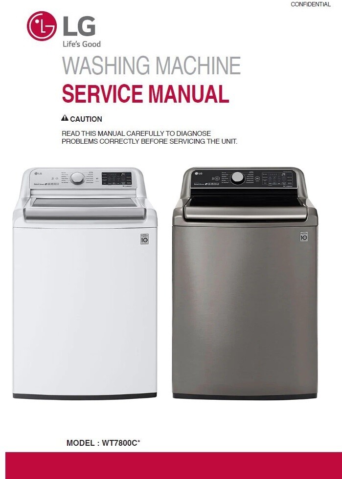 LG WT7800CV WT7800CW Washer Service Manual and Repair Guide