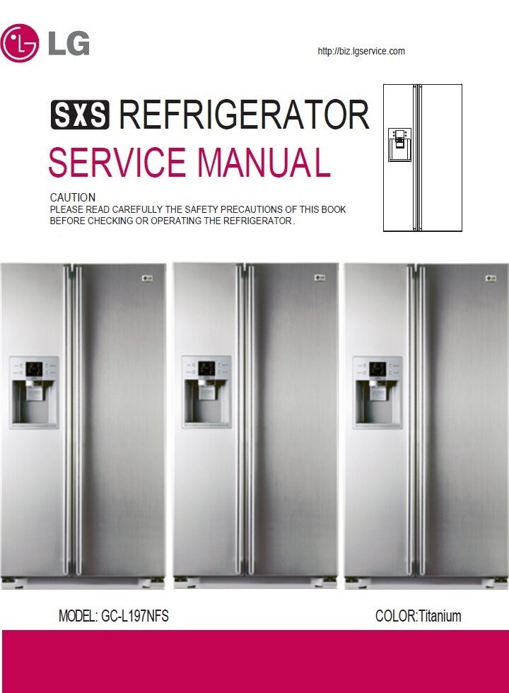 LG GC L197NFS Side by Side Refrigerator Service Manual