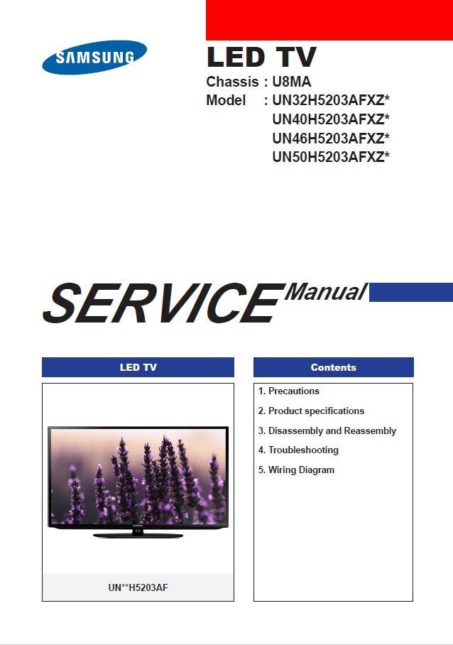 Samsung UN32H5203 UN40H5203 UN46H5203 UN50H5203 TV Service Manual