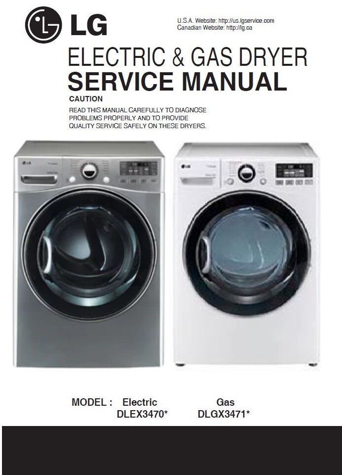 LG DLEX3470V DLEX3470W Dryer Service Manual