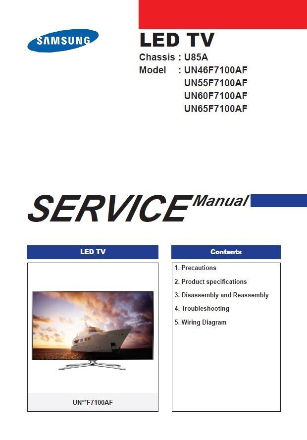 Samsung UN46F7100AF UN55F7100AF UN60F7100AF UN65F7100AF Service Manual