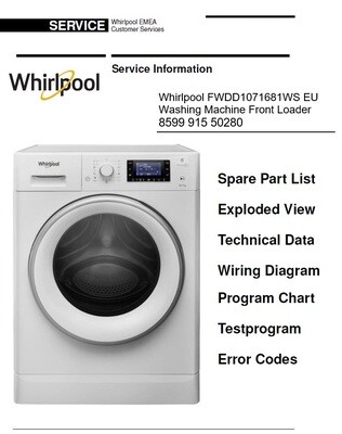 Whirlpool FWDD1071681WS EU  Washing Machine Service Manual and Technicians Guide