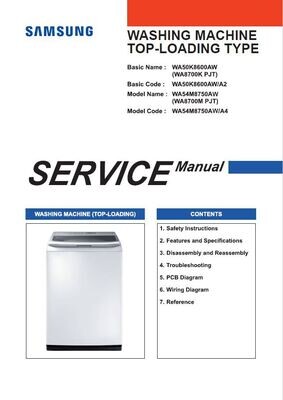 Samsung WA54M8750AW Front Load Washer Service Manual