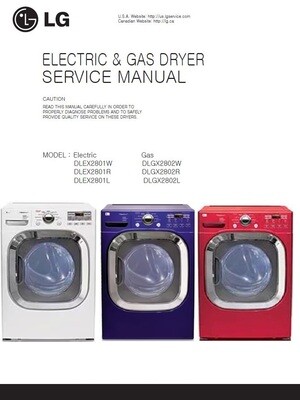 LG DLGX2801W DLGX2801R DLGX2801L Dryer Service Manual