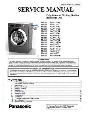 Panasonic NA V11FX2 V11FG2 V10FX2 Washing Machine Service Manual Panasonic NA V11FX2 V11FG2 V10FX2 Washing Machine Service Manual