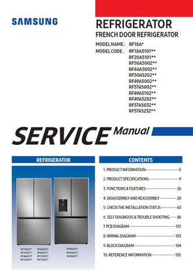 SAMSUNG RF18A5101SR RF18A5101WW Refrigerator Service Manual