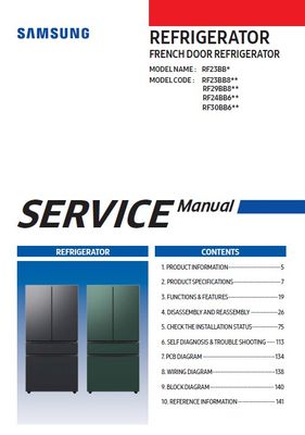 Samsung  RF23BB86004M RF23BB89008M RF23BB890012 Refrigerator Service Manual