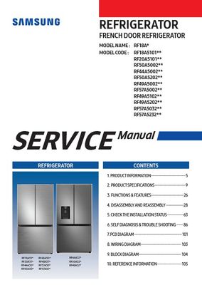 SAMSUNG RF20A5101SR RF20A5101SG RF20A5101B1 Refrigerator Service Manual
