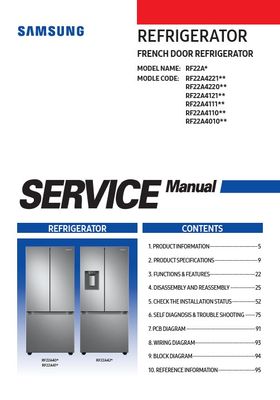 SAMSUNG RF22A4110S9 RF22A4010S9 Refrigerator Service Manual