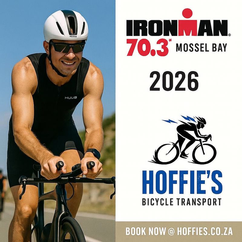 IRONMAN 70.3 Mossel Bay 2026 triathlon bicycle transport by Hoffies with insured bike delivery South Africa race ready bikes