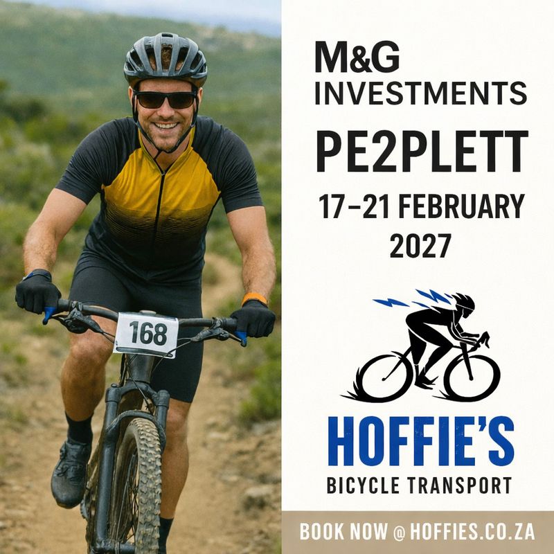 PE2PLETT 2027 bicycle transport by Hoffies for MTB stage race riders with insured delivery from Gauteng to Garden Route SA