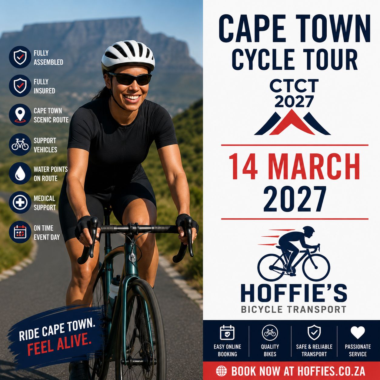 Cape Town Cycle Tour 2027 bicycle transport by Hoffies, fully assembled insured road bike transport South Africa