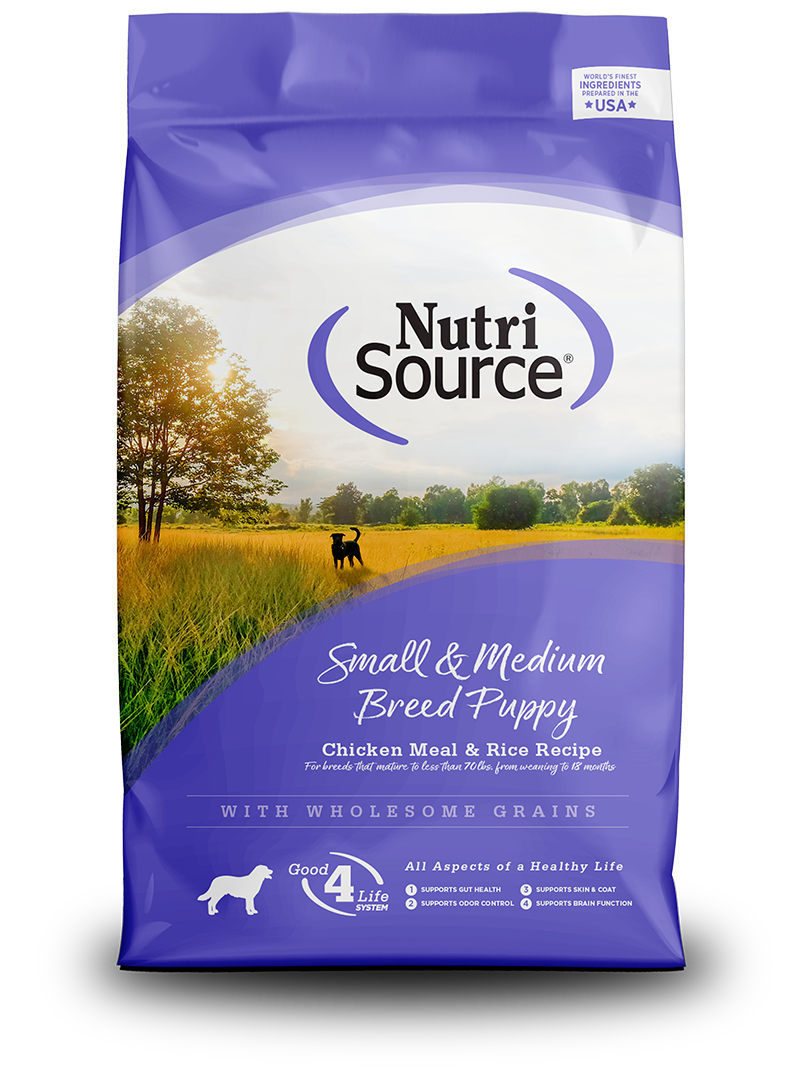Nutri Source Chicken Meat and Rice para razas MEDIANAS Y PEQUEÑAS CACHORROS 15 LBS.