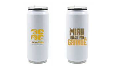 Vaso de Acero con Pajilla Blanco MIAU