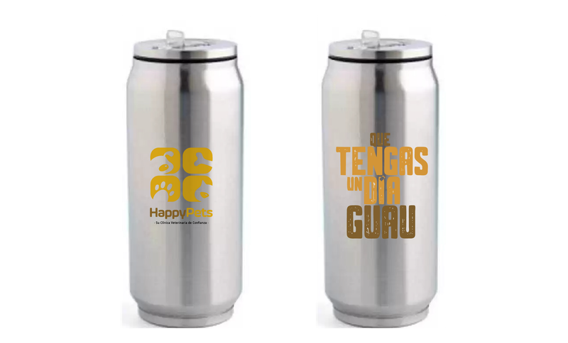 Vaso de Acero con Pajilla Gris GUAU