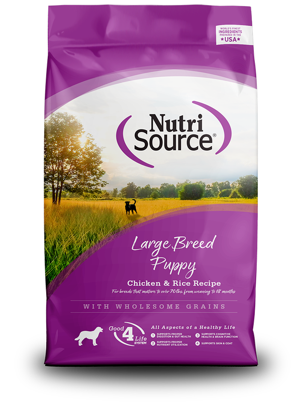 Nutri Source Chicken and Rice para razas GRANDES CACHOROS 26 LBS.
