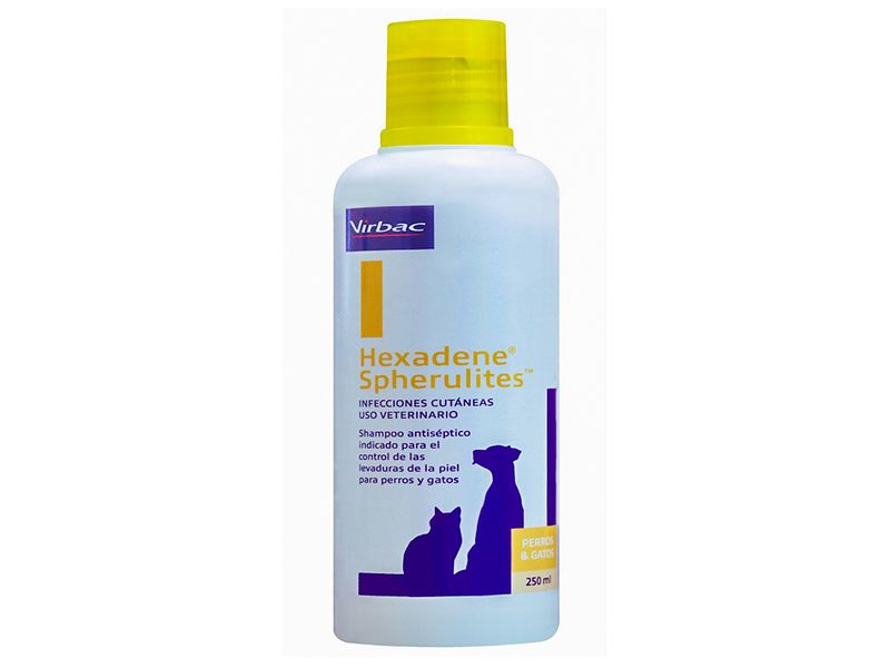 Virbac Hexadene® Spherulites™ - Shampoo antiséptico para el control de infecciones cutáneas, bacterias y levaduras en perros y gatos - 250 ml