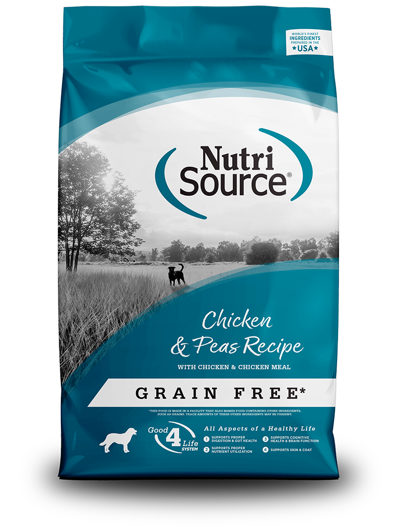 NutriSource® Chicken &amp; Peas Recipe (Grain Free) - Alimento seco super premium libre de granos para perros en todas las etapas de vida (cachorros y adultos) con pollo y arvejas - Bolsa de 4 lb