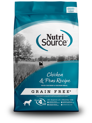 NutriSource® Chicken &amp; Peas Recipe (Grain Free) - Alimento seco super premium libre de granos para perros en todas las etapas de vida (cachorros y adultos) con pollo y arvejas - Bolsa de 4 lb