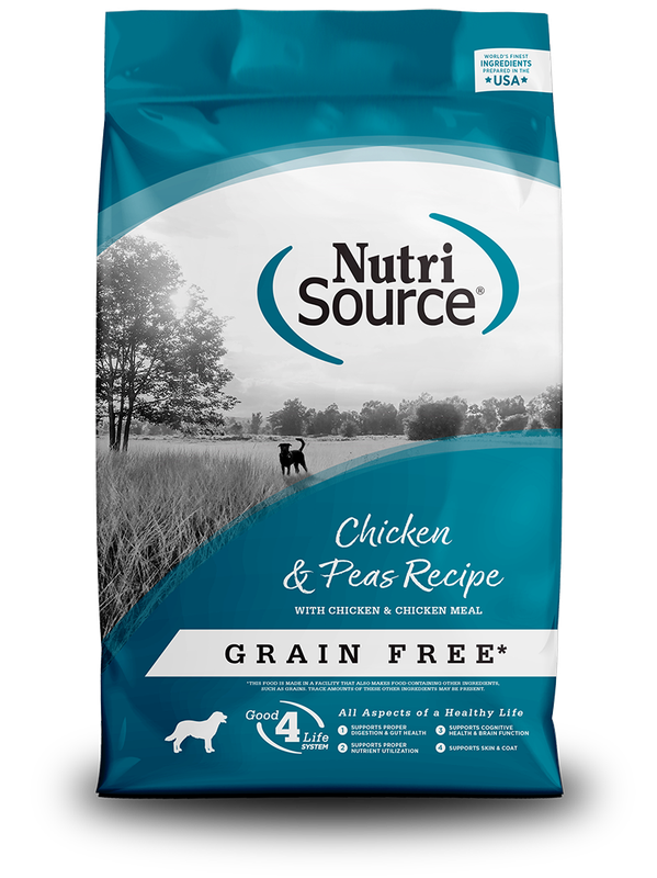 NutriSource® Chicken &amp; Peas Recipe (Grain Free) - Alimento seco super premium libre de granos para perros en todas las etapas de vida (cachorros y adultos) con pollo y arvejas - Bolsa de 4 lb