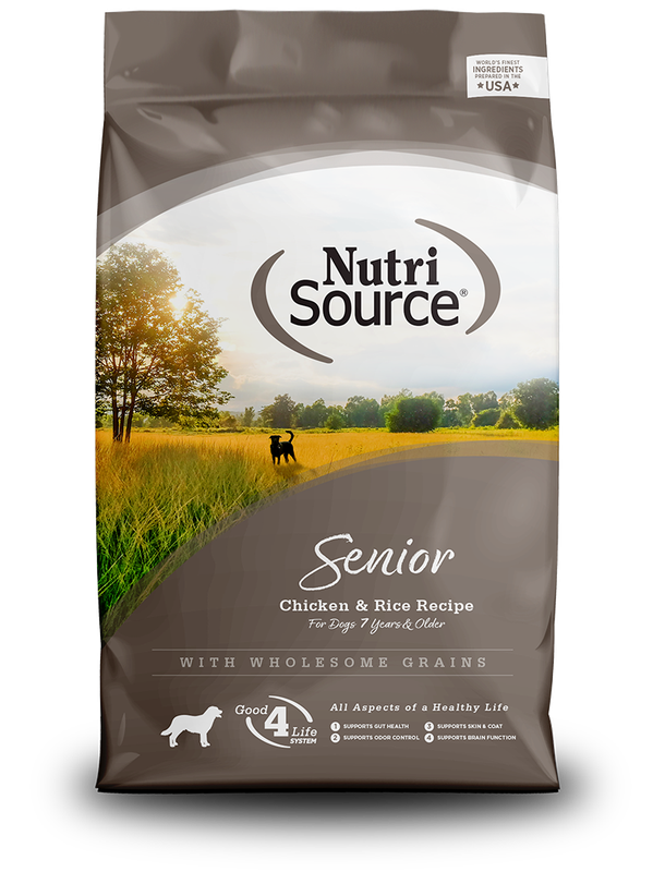 NutriSource® Senior Chicken &amp; Rice Recipe - Alimento seco super premium para perros sénior (a partir de los 7 años de edad) con pollo, arroz y granos saludables (Wholesome Grains) - Bolsa de 12 lb