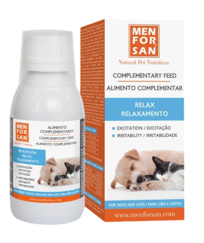 MENFORSAN Alimento líquido complementario para perros y gatos - Relax, relajante, relajación. (Azul) 120 ml.