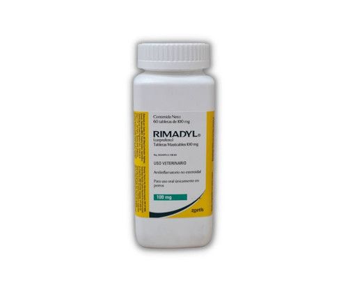 Zoetis Rimadyl (carprofeno) Tabletas Masticables 100 mg - Antiinflamatorio no esteroidal para uso oral únicamente en perros - Frasco de 60 tabletas.