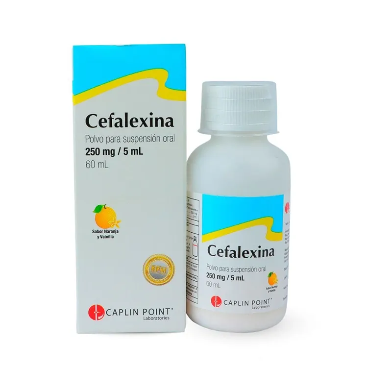 Caplin Point Cefalexina 250 mg/5 ml - Antibiótico en polvo para suspensión oral para perros y gatos, de uso veterinario bajo prescripción - 60ml