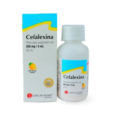 Caplin Point Cefalexina 250 mg/5 ml - Antibiótico en polvo para suspensión oral para perros y gatos, de uso veterinario bajo prescripción - 60ml