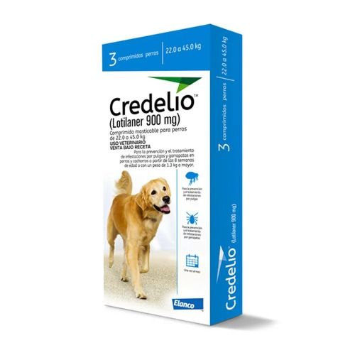 Credelio 900 mg - Tableta masticable antipulgas y garrapatas para perros grandes, con lotilaner, un mes de protección, perros de 22 a 45 kg - 1 tableta