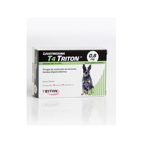 Triton Levotiroxina T4 TRITON® 0,8 mg – Terapia de sustitución de hormona tiroidea (hipotiroidismo) para perros - 10 blisters de 10 comprimidos