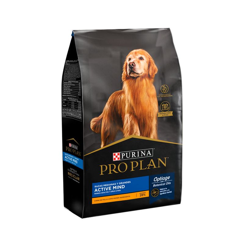 Purina Pro Plan Active Mind Optiage (Razas Medianas y Grandes) - Alimento seco super premium para perros adultos de 7 años o más con carne de pollo - Bolsa de 3 kg