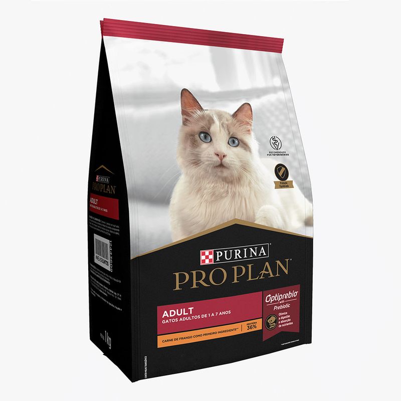 Purina Pro Plan Adult Optiprebio with Prebiotic (Gatos Adultos de 1 a 7 Años) - Alimento seco super premium para gatos adultos elaborado con carne de pollo - Bolsa de 3 kg
