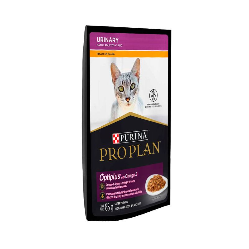 Purina Pro Plan Urinary Optiplus™ con Omega 3 - Alimento húmedo para gatos adultos +1 año, pollo en salsa, salud del tracto urinario e hidratación - 85 g