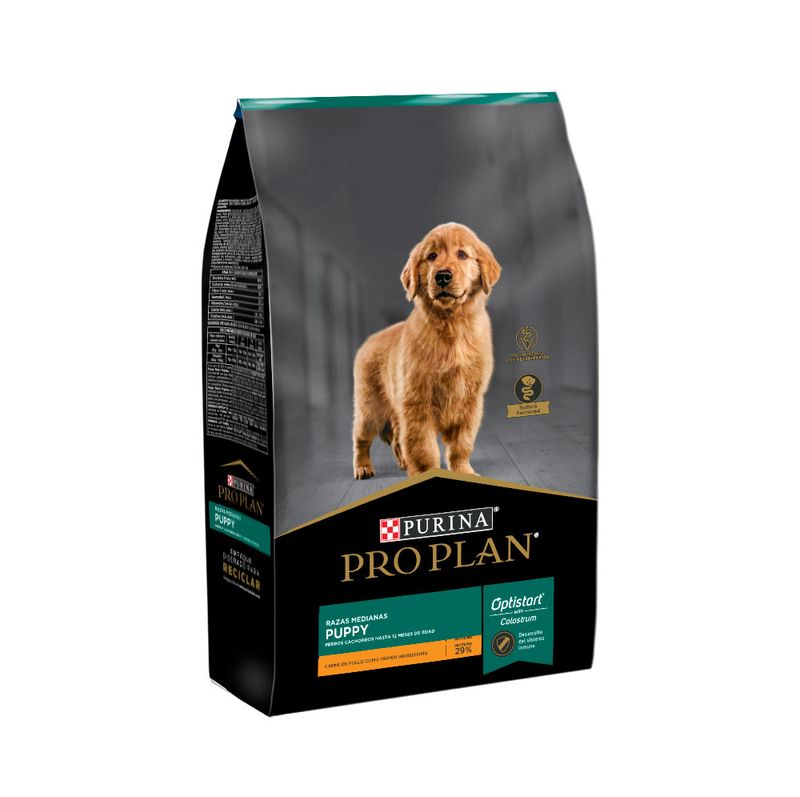Purina Pro Plan Puppy Razas Medianas con Optistart with Colostrum - Alimento seco super premium para perros cachorros hasta los 12 meses de edad con carne de pollo - Bolsa de 3 kg.