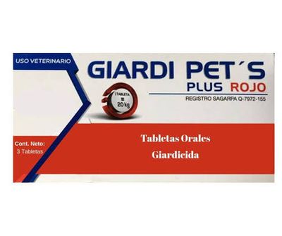 Giardi Pet's Plus Rojo - 1 Tableta Oral Giardicida y Antiparasitario para perros de razas medianas y grandes - 20kg c/u