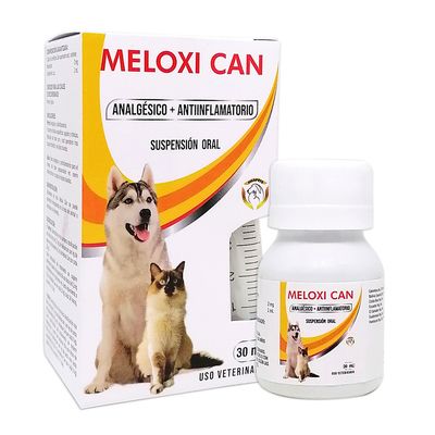 Meloxi Can – Analgésico + Antiinflamatorio para perros y gatos. Suspensión Oral. Uso Veterinario. -  30 ml