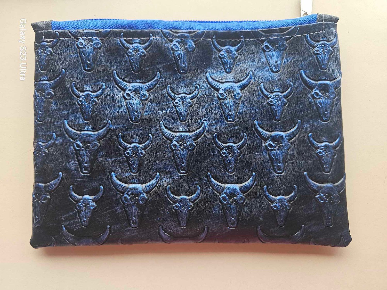 Vintage Cow Head Travel Pouch - RFID - Blue/Black