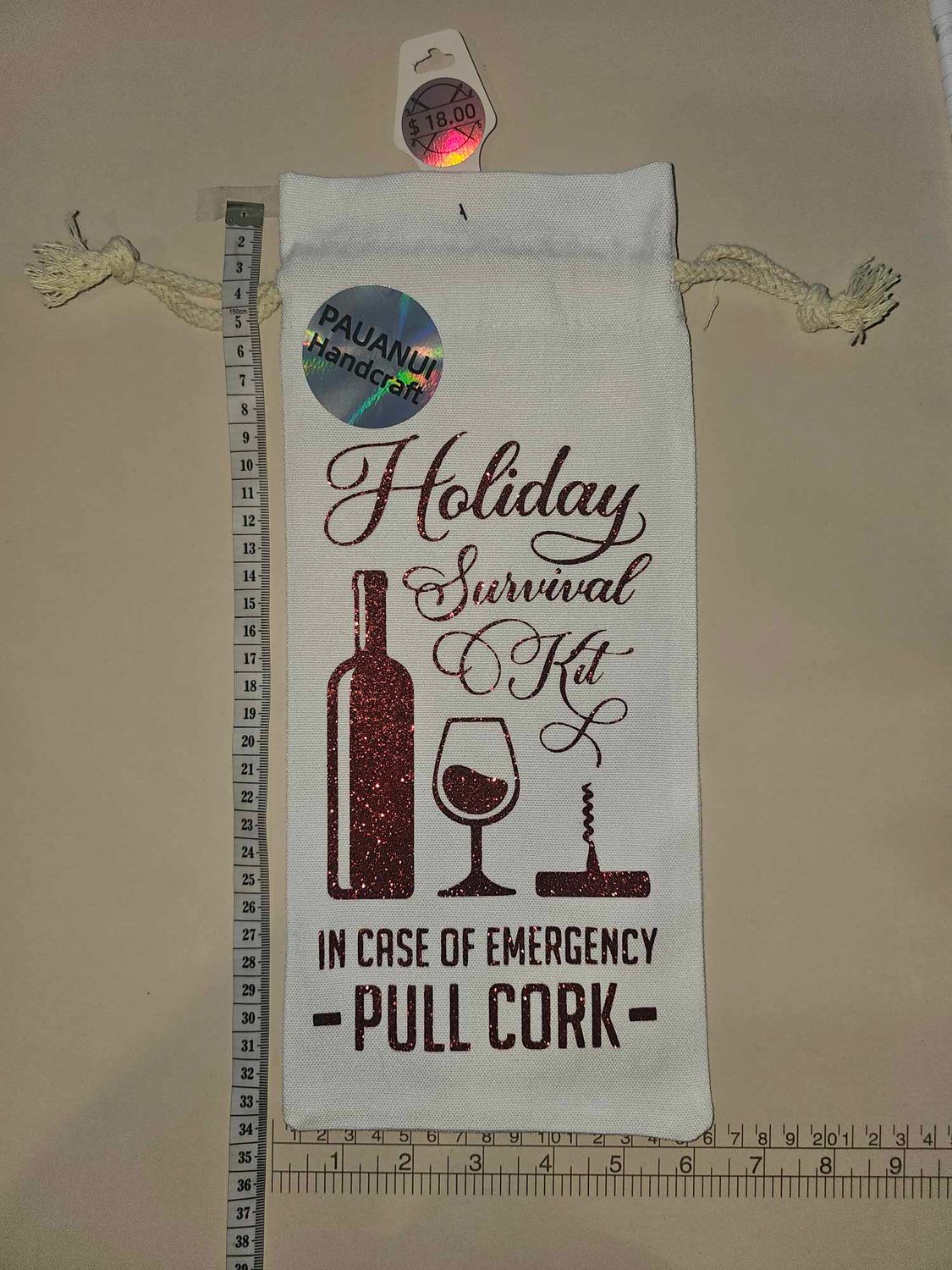 Holiday Survival Kit - Wine Bottle Bag (Red)