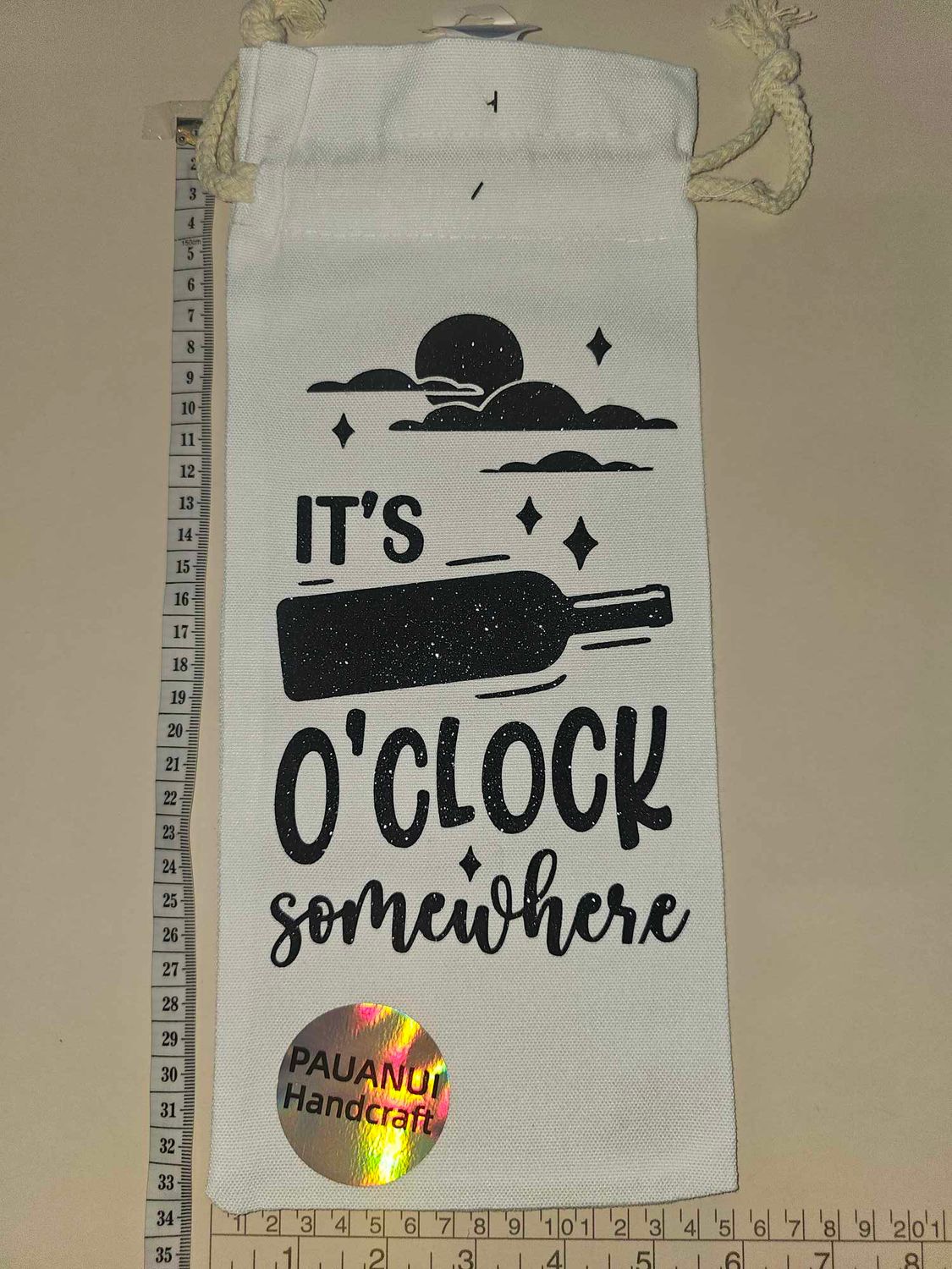 Wine O&#39;Clock Somewhere- Wine Bottle Bag (Black)