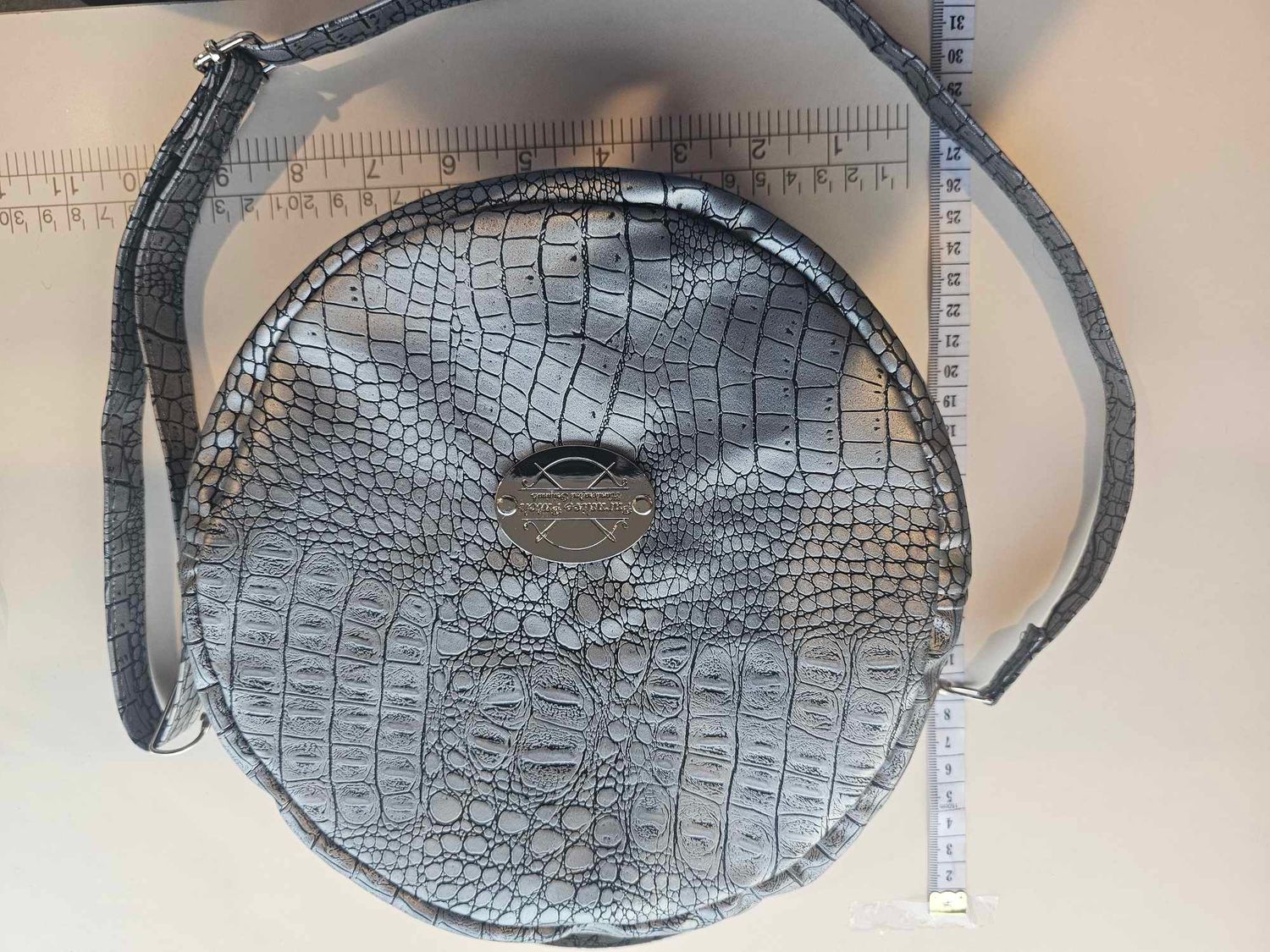 Mini Luxe – Silver Croc-Embossed Statement Bag