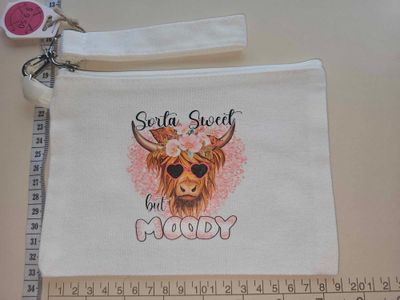 Highland Cows - Sorta Sweet - Canvas Wristlet Pouch