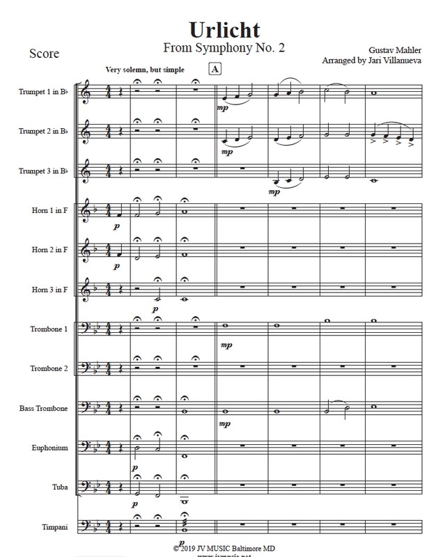 Urlicht by Gustav Mahler for Brass Ensemble