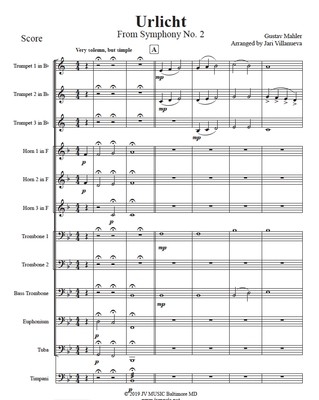 Urlicht by Gustav Mahler for Brass Ensemble