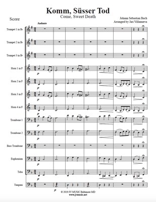 Come, Sweet Death (Komm, Süsser Tod) for Brass Ensemble