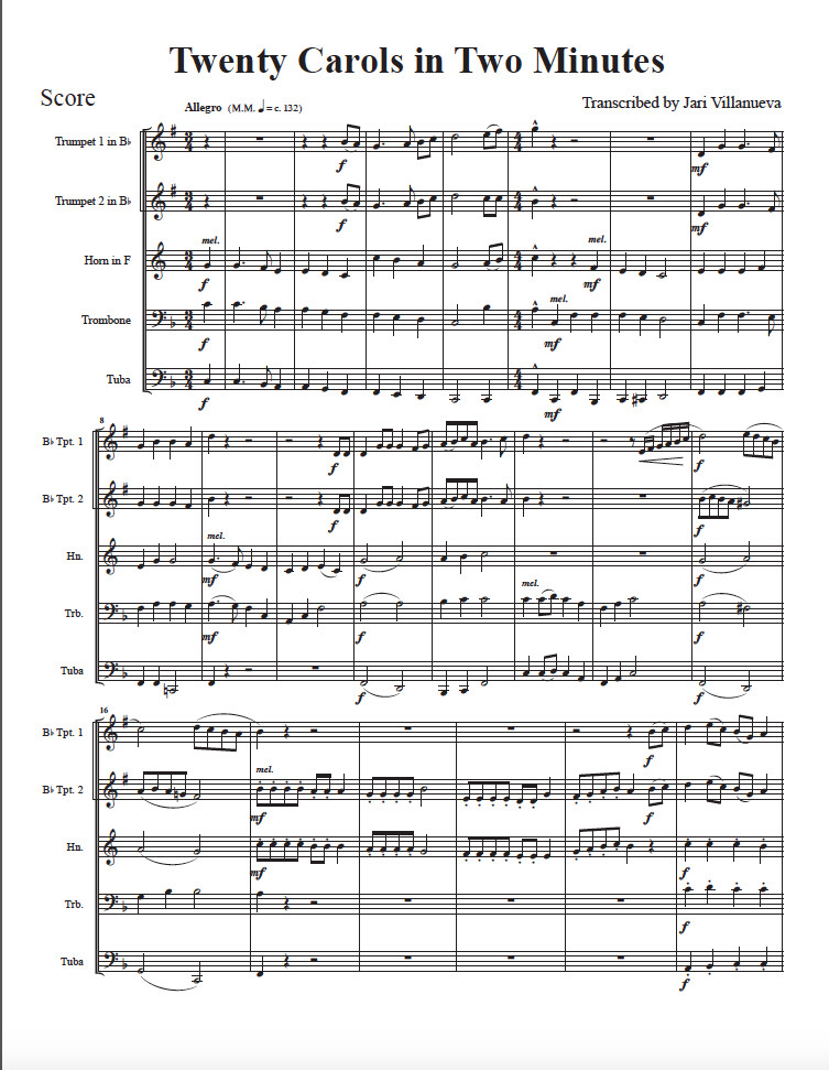 Twenty Carols in Two Minutes