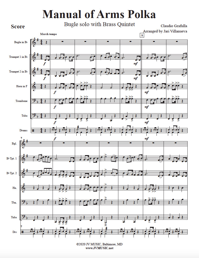 Manual of Arms Polka for Bugle with Brass Quintet