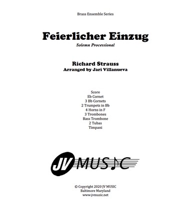 Feierlicher Einzug by Richard Strauss for Brass Ensemble