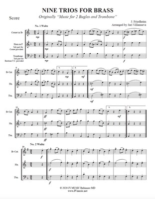 Nine Trios for Brass by J. Friedheim