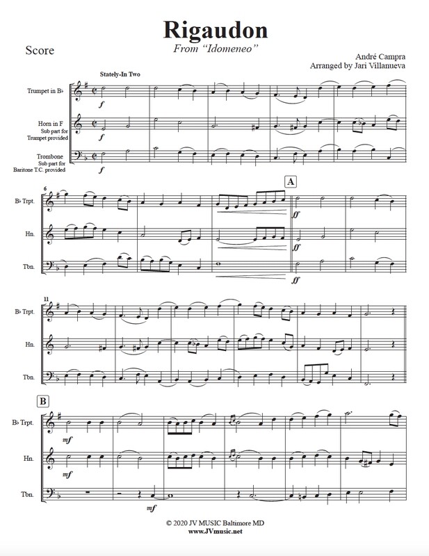 Rigaudon for Brass Trio André Campra